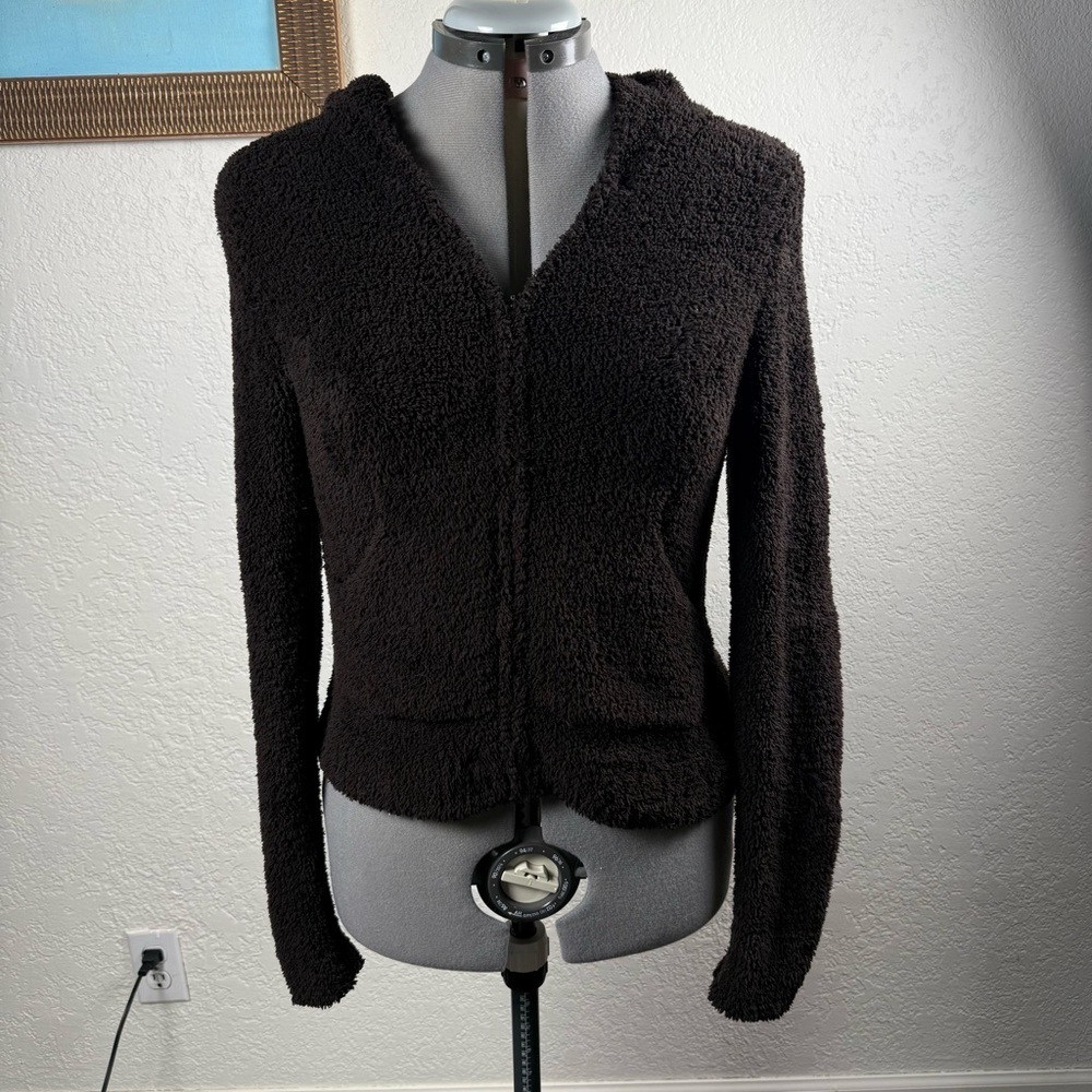 Barefoot Dreams CozyChic Brown Zip Up Hoodie Sweater‎ Womens Small